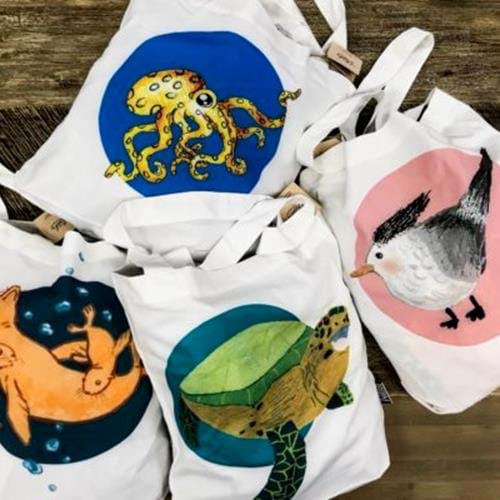 Thank You Tote Bags with images of animals on side